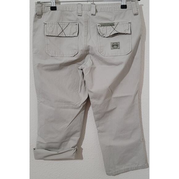 LEI Beige Drawstring Waist Capris 7 Juniors Flat Front Roll Tab Hem Lightweight - Picture 4 of 6